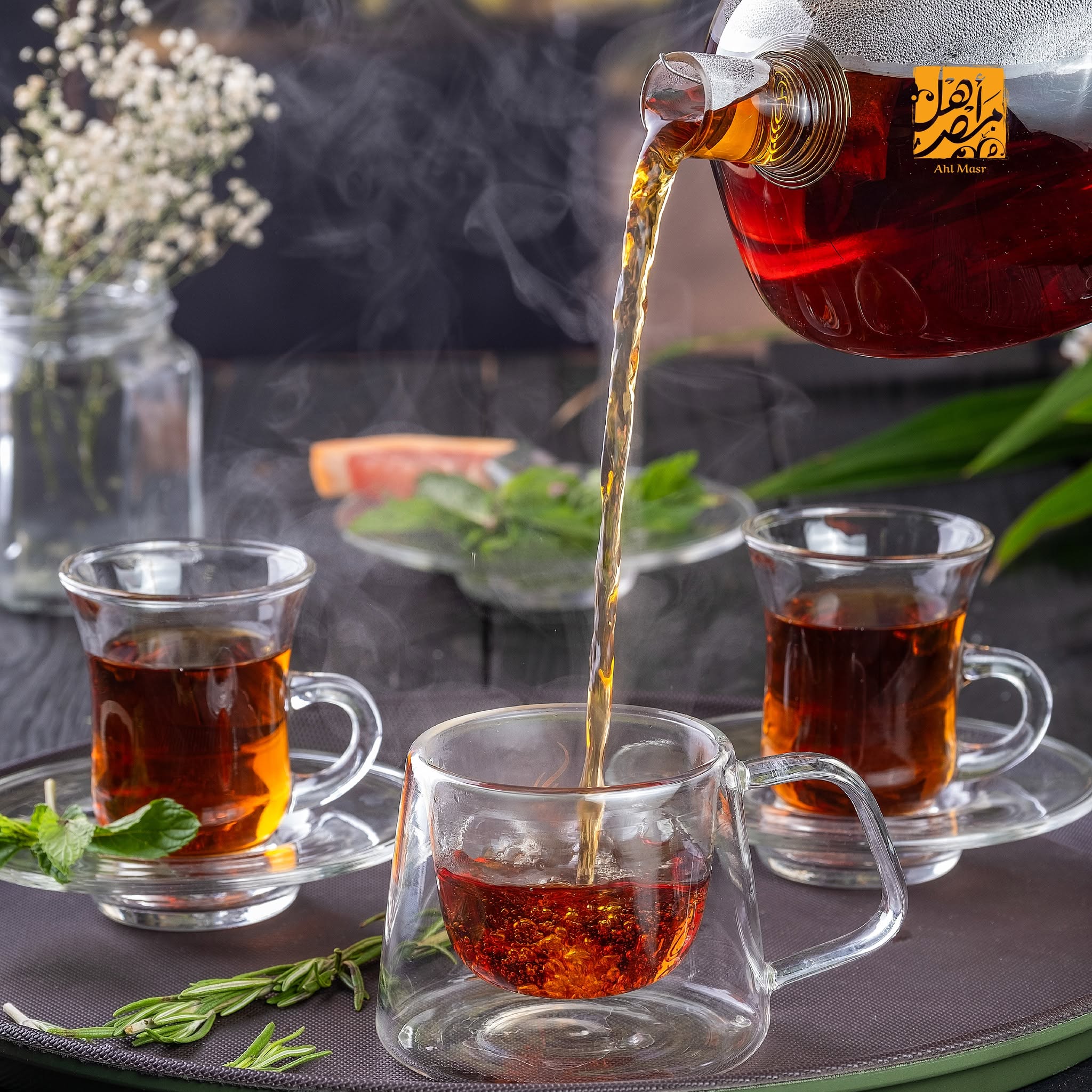 براد شاي أهل مصر بالنعناع الفريش